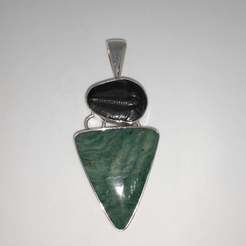 Charles Albert Trilobite, Jasper Sterling Pendant